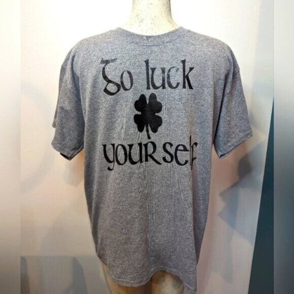 Go Luck Yourself gray t shirt custom made. New- size L - Picture 1 of 9